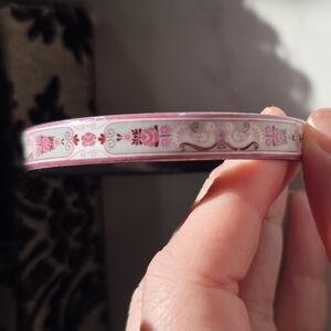 Pink Floral Bangle Bracelet